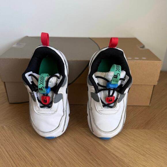 Nike Air Max 90 Toggle White/Black/Green Toddler Sneakers - SZ 8 C - Picture 7 of 15